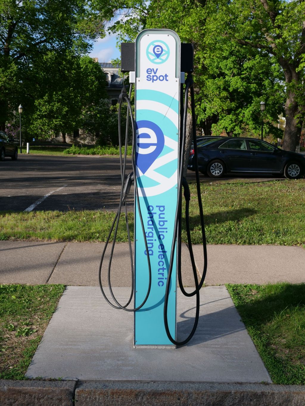public electric vehicle charging station in park