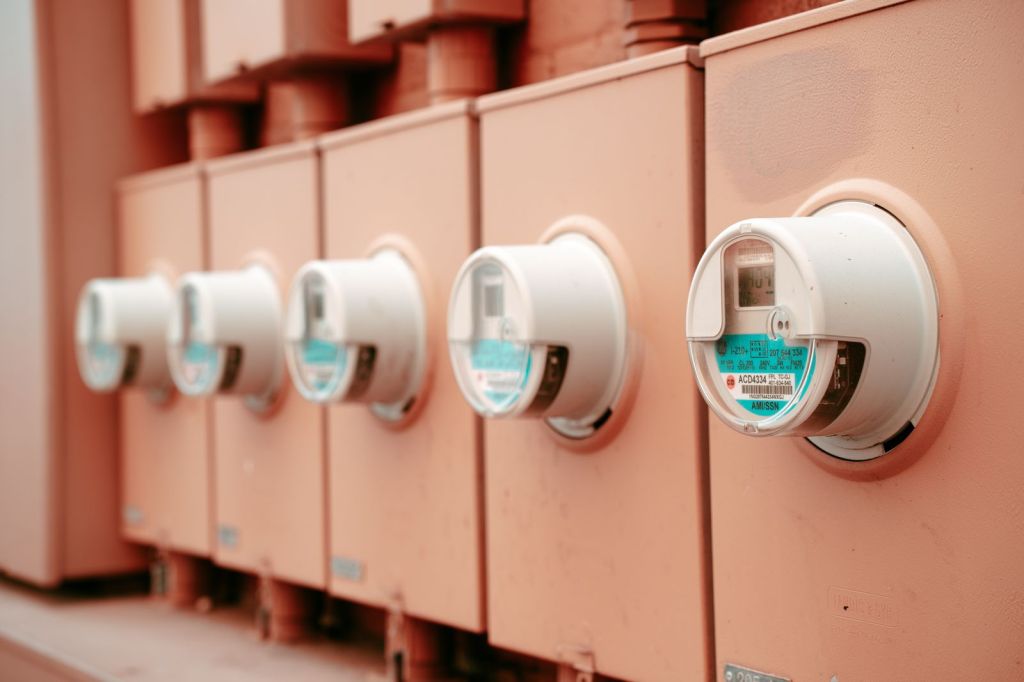 row of electricity meters