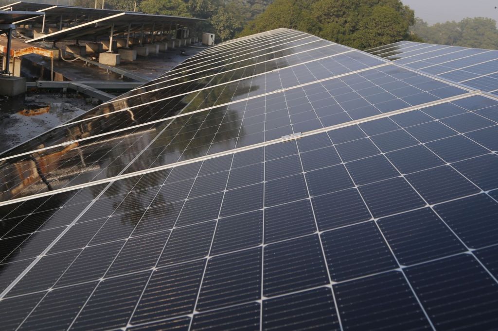 solar panels on the roof